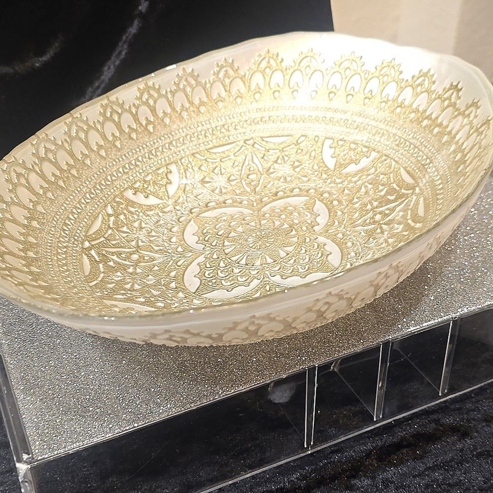 Artistic Accents Gold Lace Crochet Decorative Glass Bowl - Picture 10 of 10